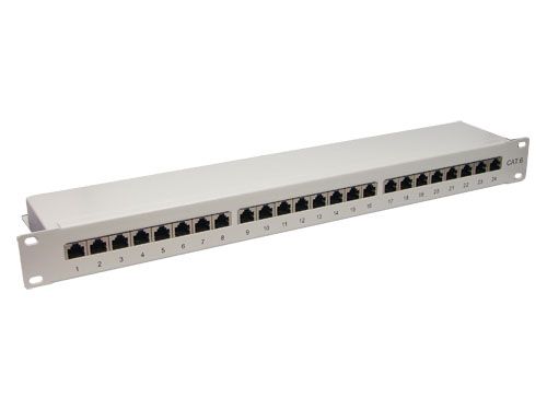 Patchpanel 24-Port, Cat.6, grau